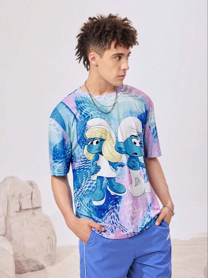 Mong Monkey Cartoon Men's Casual Graphic Printed Short Sleeve T-Shirt